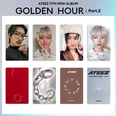 4pcs/set ATEEZ Album LOMO Card GOLDEN HOUR : Part.2 Postcard Photo Card HMINGI HD High Quality Photo Card Fan Collection Gift