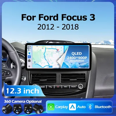 Android Auto 12.3 Inch For Ford Focus 3 2012-2018 Lntelligent Multimedia Player WIFI Carplay GPS QLED 2400*900P Bluetooth 4G DSP