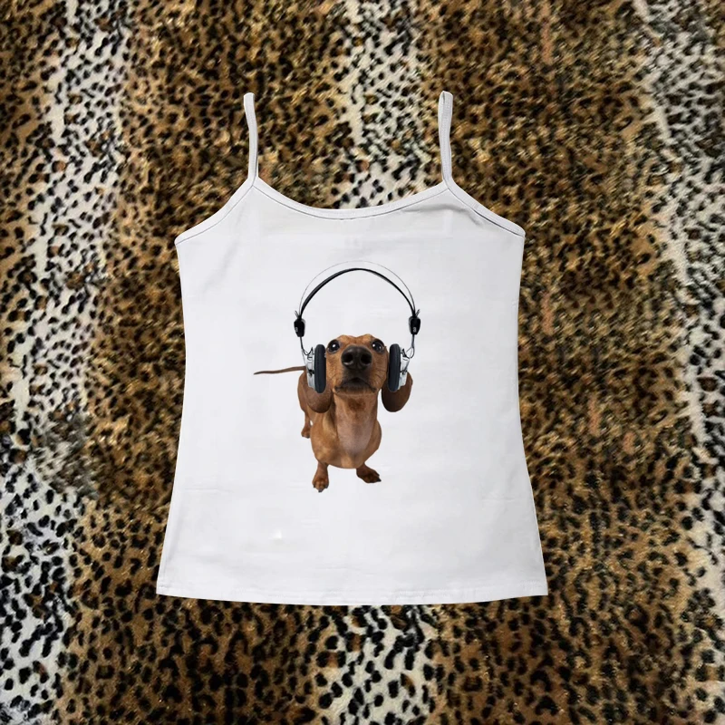 2000er Jahre Hundedruck Sexy Damen Tops Chic Süßes Mädchen Harajuku Streetwear Hip Hop Neckholder Tops Damen Tops Tube Top Rock Harajuku Y2K Image