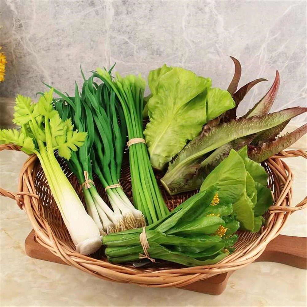 Spinat Sellerie Zwiebel Gurke Chili Pfeffer Brokkoli Kohlblätter Salat Pakchoi gefälschte künstliche Simulation Gemüse Image
