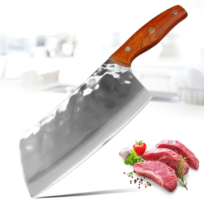 Damaskus Messer Metzger Messer Hackmesser Gemüse Schneiden Fleisch Küche Kochmesser Holzgriff Kochen Hackmesser Fleisch Obstmesser Image