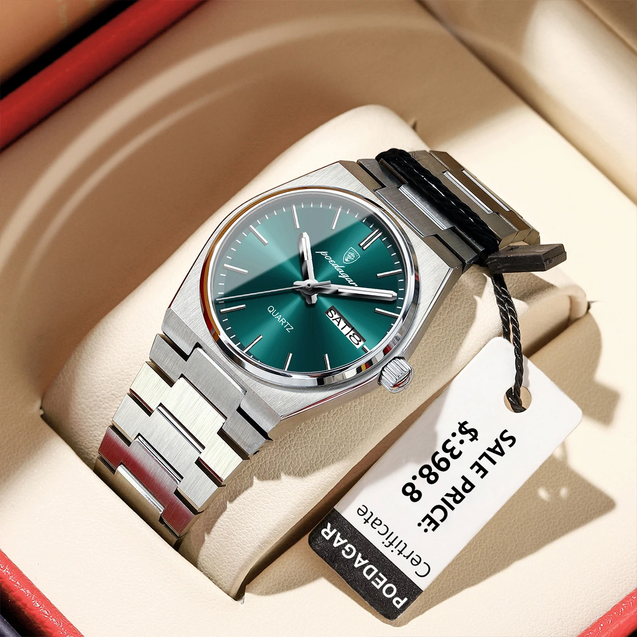 POEDAGAR Elegante Frau Quarzuhr Wasserdicht Leucht Datum Woche frauen Uhren Edelstahl Luxus Damen Armbanduhr Reloj Image