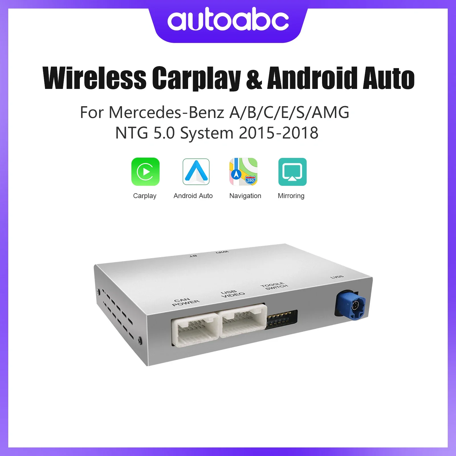 Drahtloser Carplay Android Auto-Adapter für Mercedes Benz NTG5.0 A B C W176 CL GLS W205 GLA GLC GLE GLE CLA Car Play 2015–2018 Image