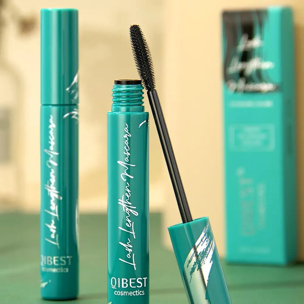 QIBEST 5D Schwarze Wimperntusche, die die Wimpern verlängert, langlebig, schweißfest, schwarze Seidenfaser, Make-up, Schönheit, koreanische Kosmetik