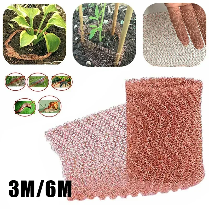 3/6M Kupfer Pflanzenschutz Abschirmung Netzwerk Mesh gestrickt gewebt Filter Soffit Mesh Ratte Nagetier Slug Schnecke Kontrollnetz Garten Image