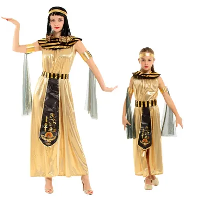 Halloween-Eltern-Kind-Kostüm: Alter ägyptischer König, Pharao-Göttin, Kleopatra, Cosplay-Kostüme, Image