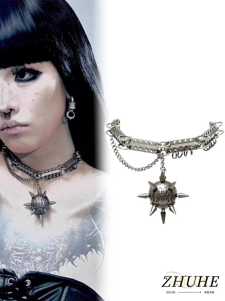 ZHUHE Die Metallkugel-Halskette im neogotischen Stil ist ein Schmuckzubehör für Männer und Frauen und ein Partygeschenk Image