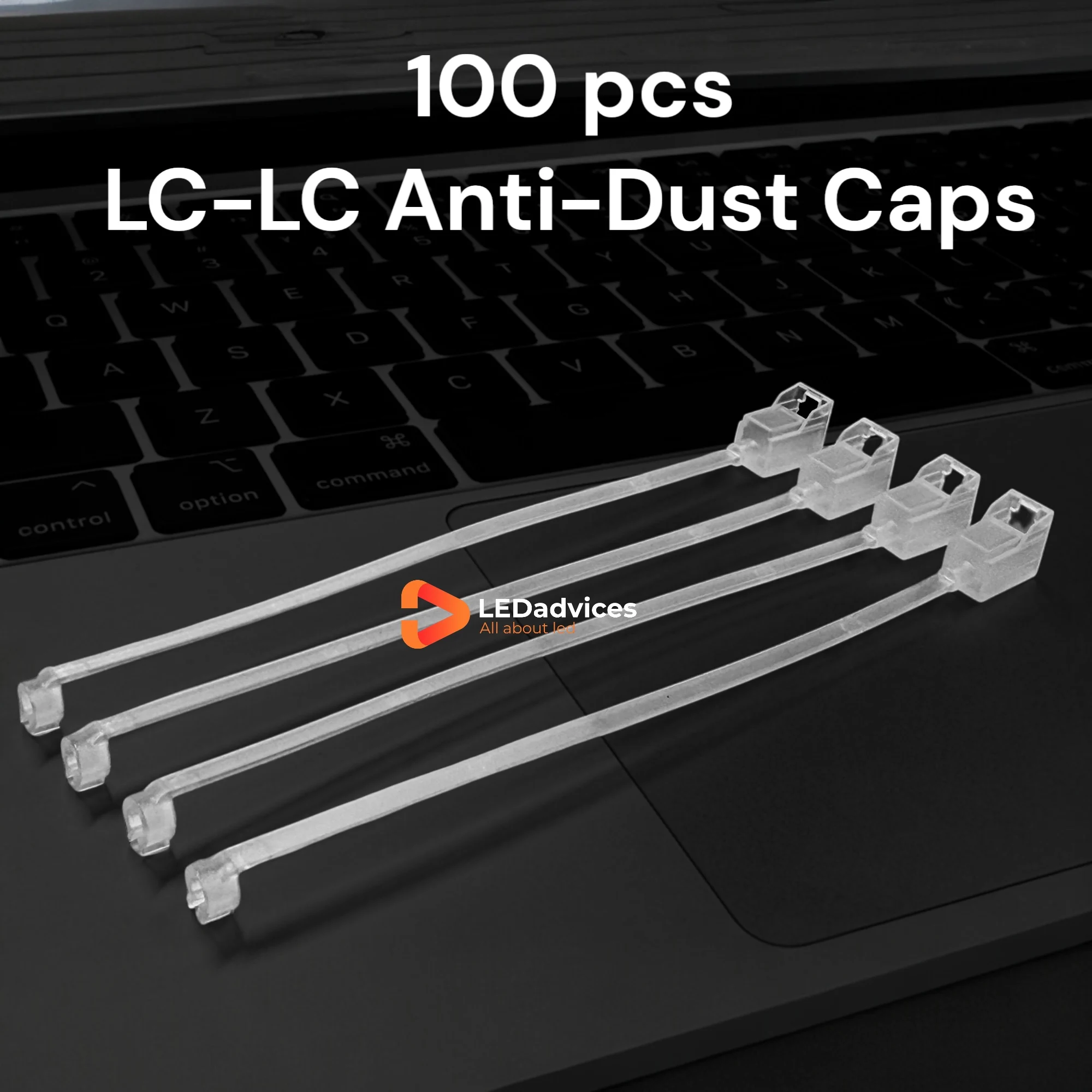 100 Stück LC-Glasfaser-Staubschutzkappen mit Griff, 11 cm lang, transparentes ABS für 1,25 mm LC-Steckverbinder, Patchpanel, Transceiver-Anschluss Image
