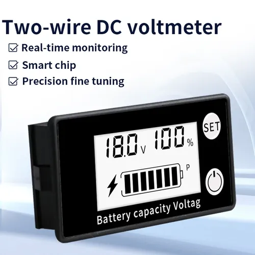 Testeur de batterie avec alarme de température, voltmètre numérique DC 8V-100V, indicateur de