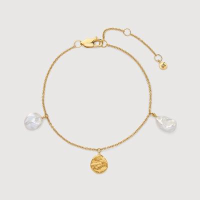 Gold Capri Keshi Pearl Station Bracelet Pearl