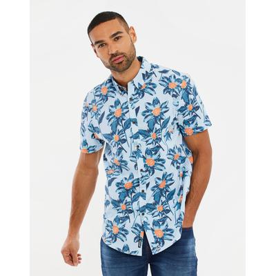 Mint Green Floral Print Short Sleeve Shirt