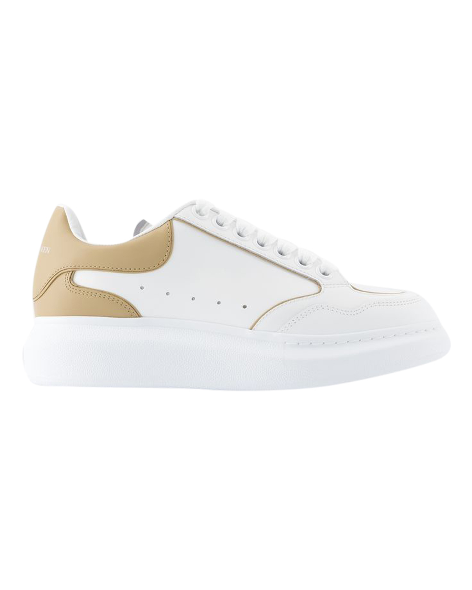 Oversized Sneakers - Alexander McQueen - Leder - Weiß/Kamel