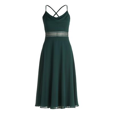 Cocktailkleid VERA MONT "Vera Mont Cocktailkleid mit Wasserfallausschnitt", Damen, Gr. 32, Normalgrößen, grün (dusty slate), Chiffon, Obermaterial: 100% Polyester recycelt., festlich, tailliert kurz, Wasserfallausschnitt, ohne Ärmel, Kleider, Stickerei Image