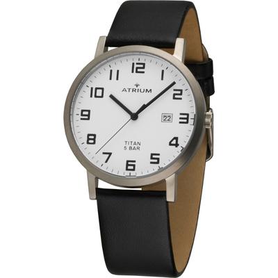 Quarzuhr ATRIUM, schwarz (schwarz, weiß), Armbanduhren, Herren, Armbanduhr, Herrenuhr, Lederarmband, analog Image