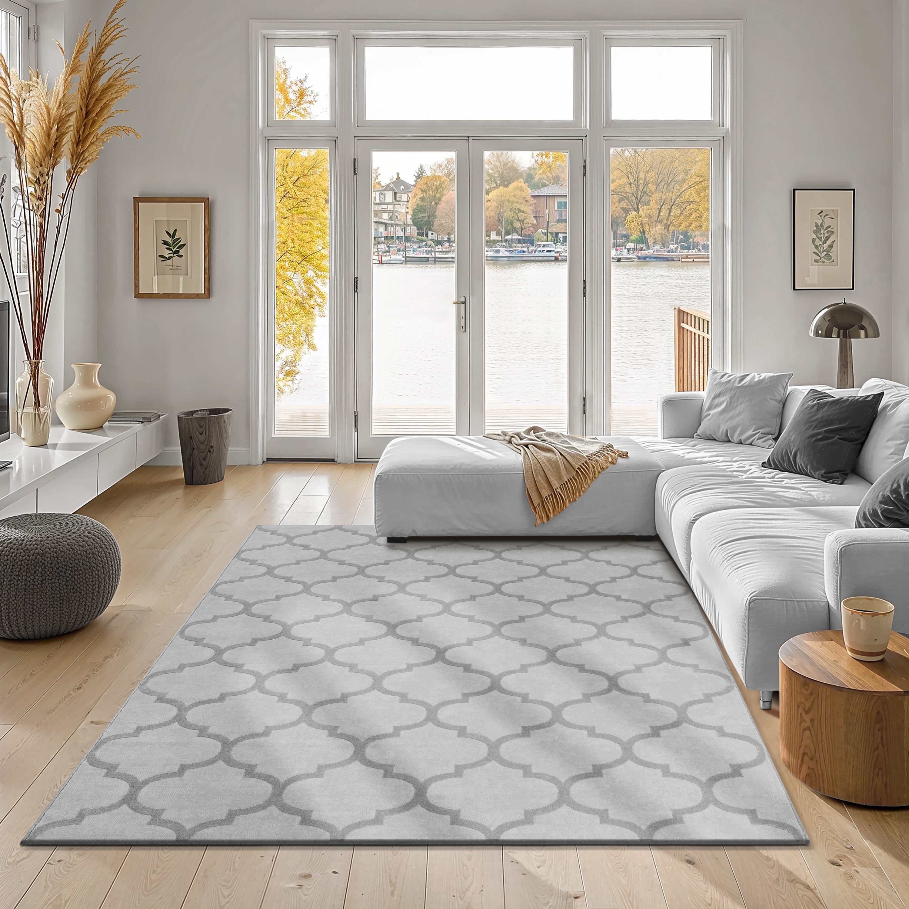 Teppich THE CARPET "Knight", grau, B:80cm H:12mm L:300cm, Polyester, Teppiche, Teppich, moderner Wohnzimmer Teppich elegant glänzender Flor