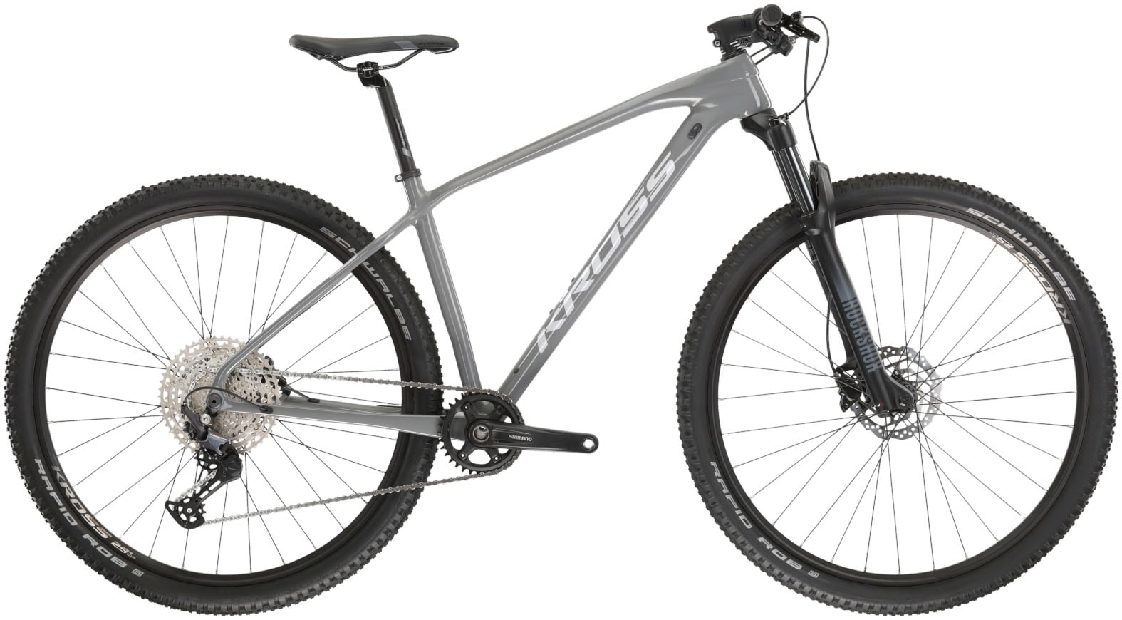 Mountainbike KROSS "KROSS MTB Hardtail Level 8.0 29" grau 12 Gänge" Gr. 41, grau (grau, schwarz), Fahrräder, 41cm, 29 Zoll (73,66cm) hinten: 29 Zoll (73,66cm) Image