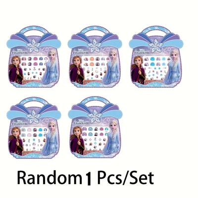 TEMU 1pc Princess Nail Stickers - Sparkly Cartoon Design, Self-adhesive , Perfect Gift For Family & , Includes Snowflake & Heart Decorations, Stickers Image