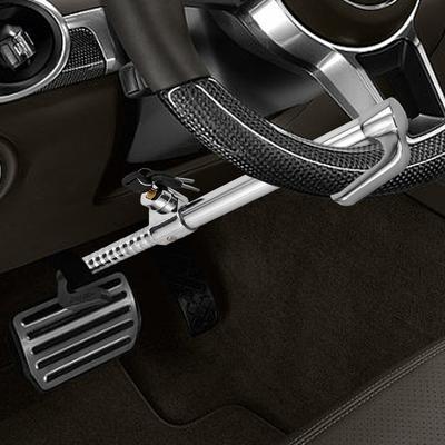 TEMU Steering Wheel Lock Car With Key Steering Wheel Claw Adjustable Abs Shell Anti-theft Device Car Brake Pedal Clutch Lock Hook Steering Wheel Lock Image