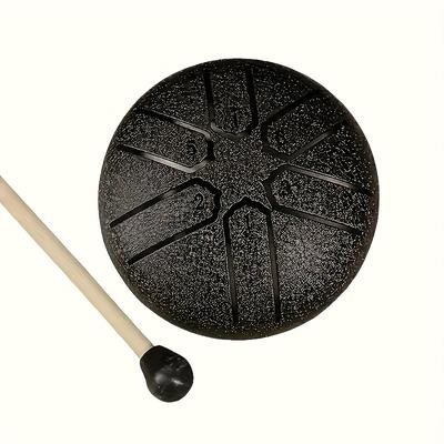 TEMU A Set Of 6-tone Steel Tongue Drum With 1 Outdoor Garden Rain Drum, 3-inch Carbon Drum, Waterproof Upgraded Music , Suitable For Outdoor Use Image