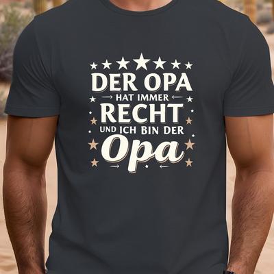 "TEMU Men's Casual Crew Neck T-shirt With "the Grandpa Is Right" Print, Regular Fit Short Sleeve Tee, Lightweight Summer Shirt With Geometric Pattern, Grandpa Shirt" Image