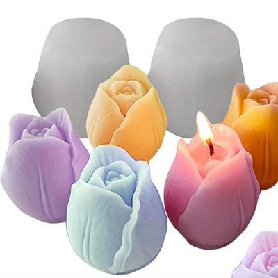 TEMU 1pc Heat-resistant Flexible Silicone Mold - 3d Design For Diy Candle & Soap Making, Reusable Crafting Mold, Gift, Tulip Silicone Mold, Gift Idea, , Detailed , Smooth Texture Image