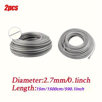 TEMU 15 Meter Steel Wire Nylon Lawn Trimmer Line, Durable Weeding String With 2.4mm, 2.7mm, And 3.0mm Diameter Suitable For Gardening And Park Maintenance, Compatible With 12 Models Of Grass Heads Image