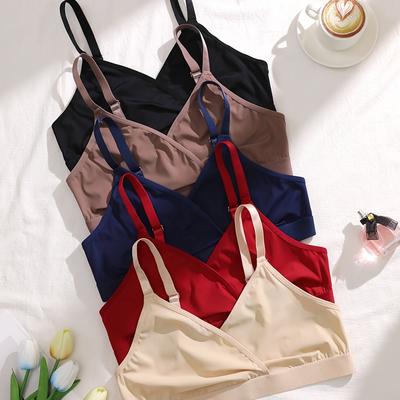 TEMU 5pcs Comfortable No-wire No-padded Women's Large Size Bra Image