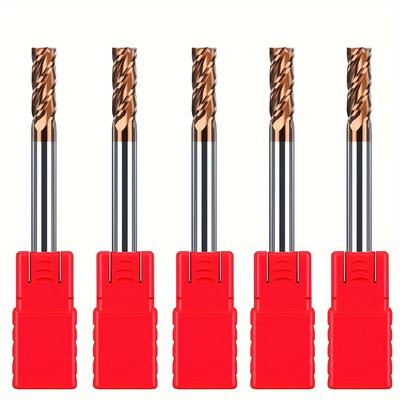 TEMU 5pcs 3mm End Mills Solid Carbide Milling Cutter, Carbide, Altin Coated, 55 Hrc, 4 Cutting, Drilling, Milling, Simple, , Cnc, Image