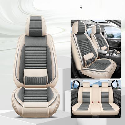 TEMU High-quality Linen Car Seat Cover, Breathable And Stain-resistant , Suitable For All , In Colors For Five-seater Models Image