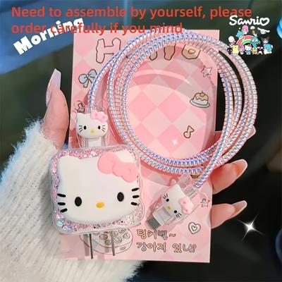 TEMU For Hello Kitty Silicone Charger And Data Cable Protector, 20w Usb-c To Adapter Charger Cord With Cute Protective Case, Fashionable And Exquisite, Cartoon Cute, Suitable For Everyone Image
