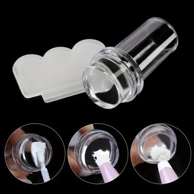 TEMU Nail Stamp Transparent Band Cover Stamp Fully Transparent Handle Print Head With Scraper Tool Set Image