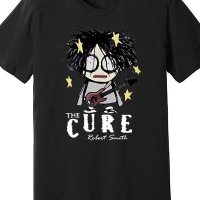 TEMU The Cure Robert Men's Graphic T-shirt - Tee With White Guitar & , Loose Fit Short Sleeve, Machine Washable Casual Shirt For Casual Attire, Band T Shirts Image