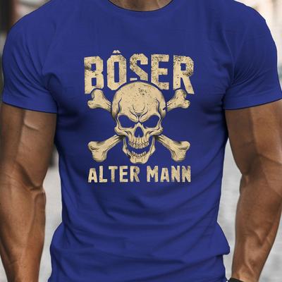TEMU Evil Old Man Skull , Men's Round Crew Neck Short Sleeve Tee, Casual T-shirtcasual Comfy Lightweight Top For Summer Image
