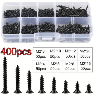 TEMU 400/800 Self-tapping Wood Screw Set, M2 Disc Head Steel Plate Screw, Self-tapping Screw Mixing Kit, Including M2 Size Screws Image