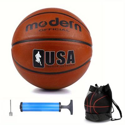 TEMU Professional Basketball, Advanced Anti-slip And Durable Rubber, For Adult Basketball Training And Competition, Suitable For Indoor And Outdoor Use, Brown Color