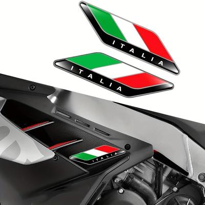 TEMU 2pcs/pair 3d Tricolor Flag Emblem Badge For All Models 3d Silicone Stickers Decals Car Motorcycle National Italy Italian Flag Image