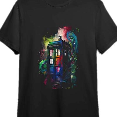 TEMU Shirt- Tee Shirt Drwho T-shirt 335234 Funny Men's Short Sleeve Graphic T-shirt Collection Black Pr Image