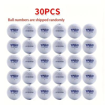 TEMU 10pcs/30pcs Pgm Golf Balls Double Layer Practice Ball High Bounce Brand -layered Golf Balls For Advanced Golfers Q002-4, Pgm
