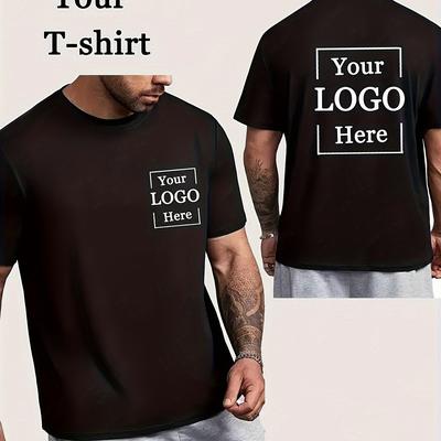 TEMU Customizable Photo T-shirt - Soft Breathable Polyester, Unisex Regular Fit For Teams, Companies, Schools - Machine Washable Plus Size Summer Casual Wear, Apparel, Custom T Shirt, Plus Size Image