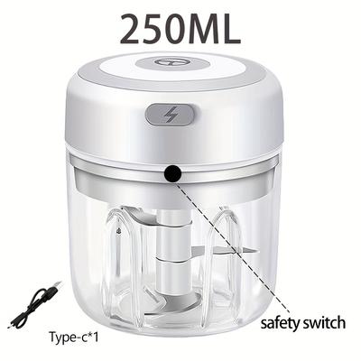 TEMU 100ml Electric Mini Garlic Chopper, Portable Food Processor, Vegetable Chopper Onion Mincer, Cordless Meat Grinder With Usb Charging For Vegetable, Pepper, Onion, Seasoning, Nuts Image