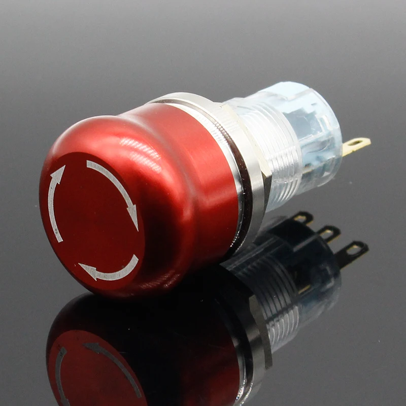 1 Stück Knopfschalter 16 mm wasserdichter Edelstahl wasserdichter Metallverschluss Not-Aus-Tastenschalter Image