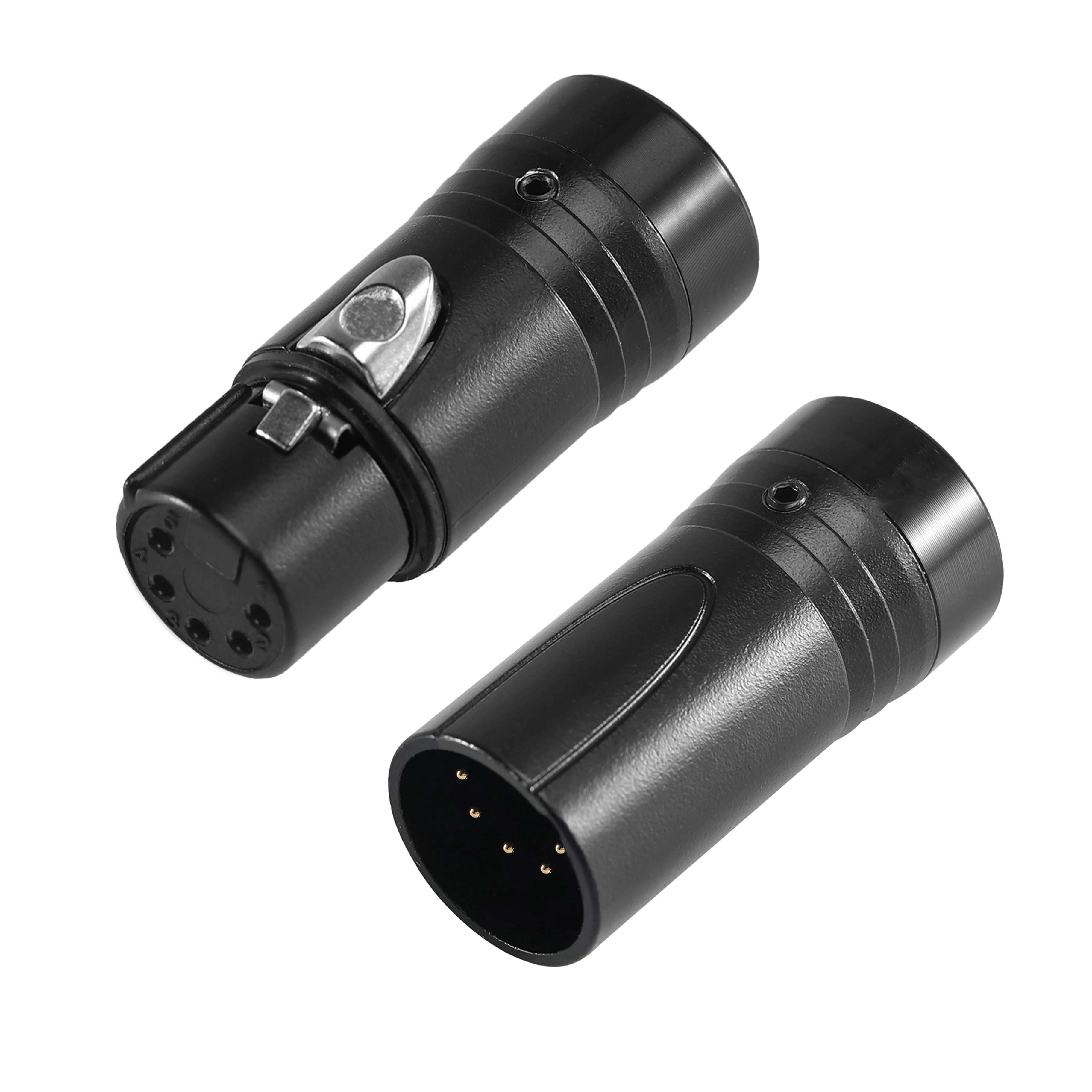 Pro-C 5-poliger Low-Profile-Audio-Gold-rechtwinkliger 90-Grad-XLR-Stecker und Buchse für DMX-LED-Bühnenlicht-Steuerkabel Image