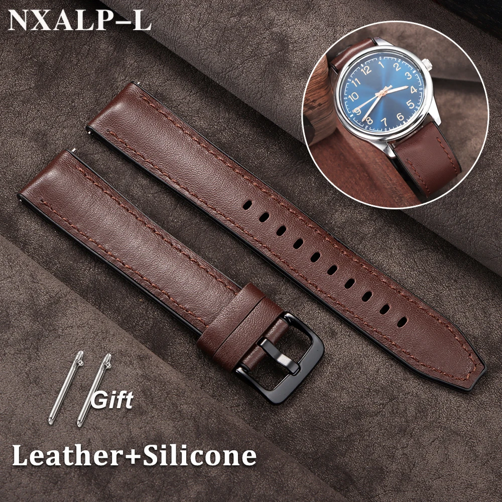 Silikon-Echtleder-Uhrenarmband 20 mm 22 mm für Huawei für Samsung Galaxy Watch 7 6 5 4 Smart Watch Sport Universal-Armband Image