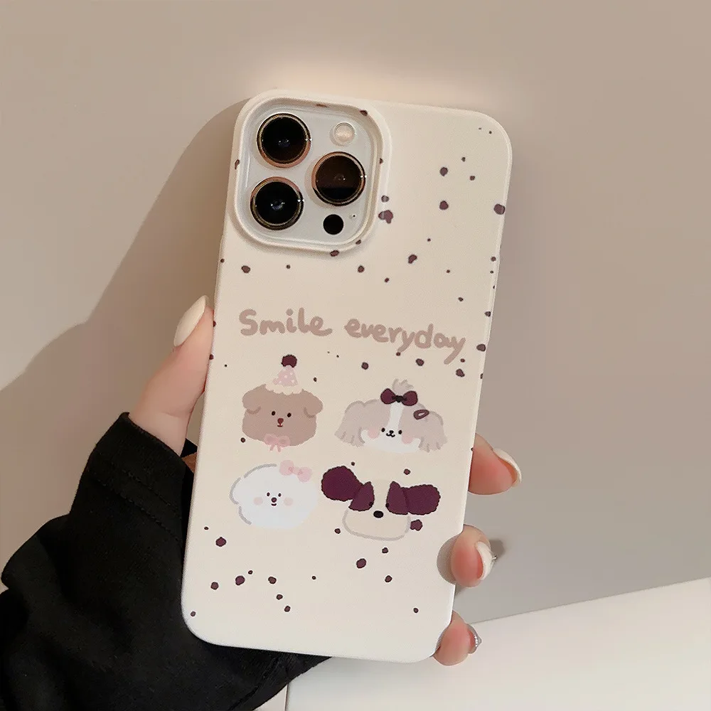Koreanische Splash-tinte Cartoon Welpen Telefon Fall Für iPhone 11 13 15 12 14 16 Pro Max Xs max XR X 7 8 Plus Stoßfest Stoßstange Abdeckung Image