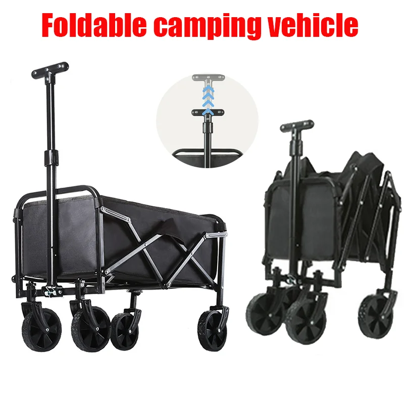 Faltbarer tragbarer Picknick-Campingwagen im Freien, robuster, zusammenklappbarer Mehrzweckwagen, Einkaufswagen, Strand, zusammenklappbarer, zusammenklappbarer Mehrzweckwagen Image