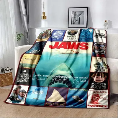 Jaws Blanket Throw Blanket Shark Fleece Blanket Soft Cover Warm Bedspreads Blankets for Beds Couch Travel