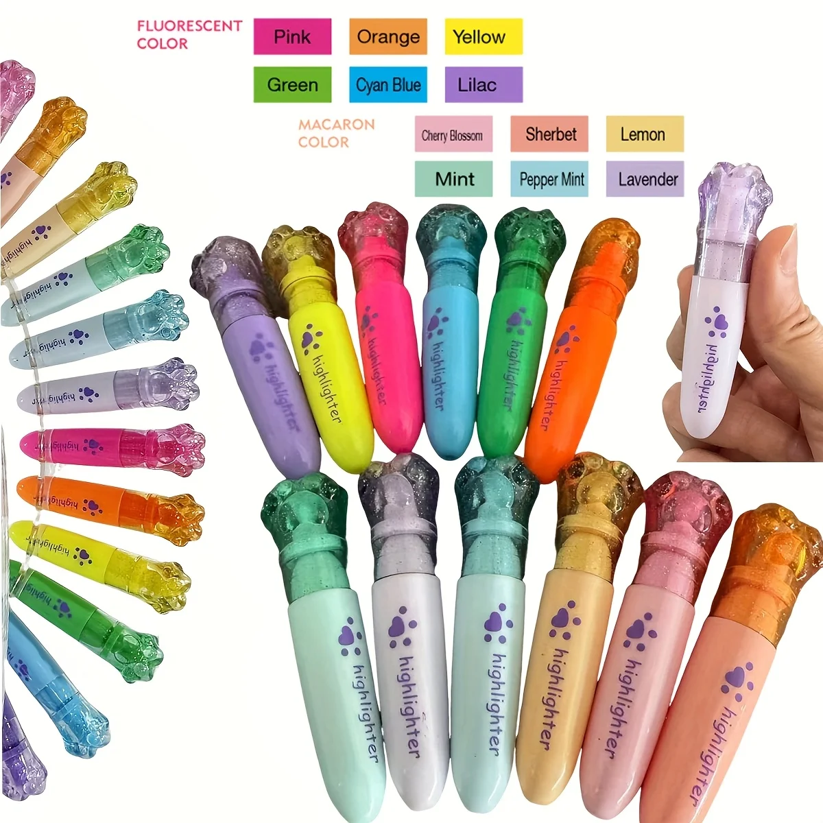 Niedlicher Cartoon-Katze-Textmarker für Schule, Büro, Schreibwaren, Studenten, Zeichenzubehör, Kawaii-Eiscreme-Mini-Marker Image