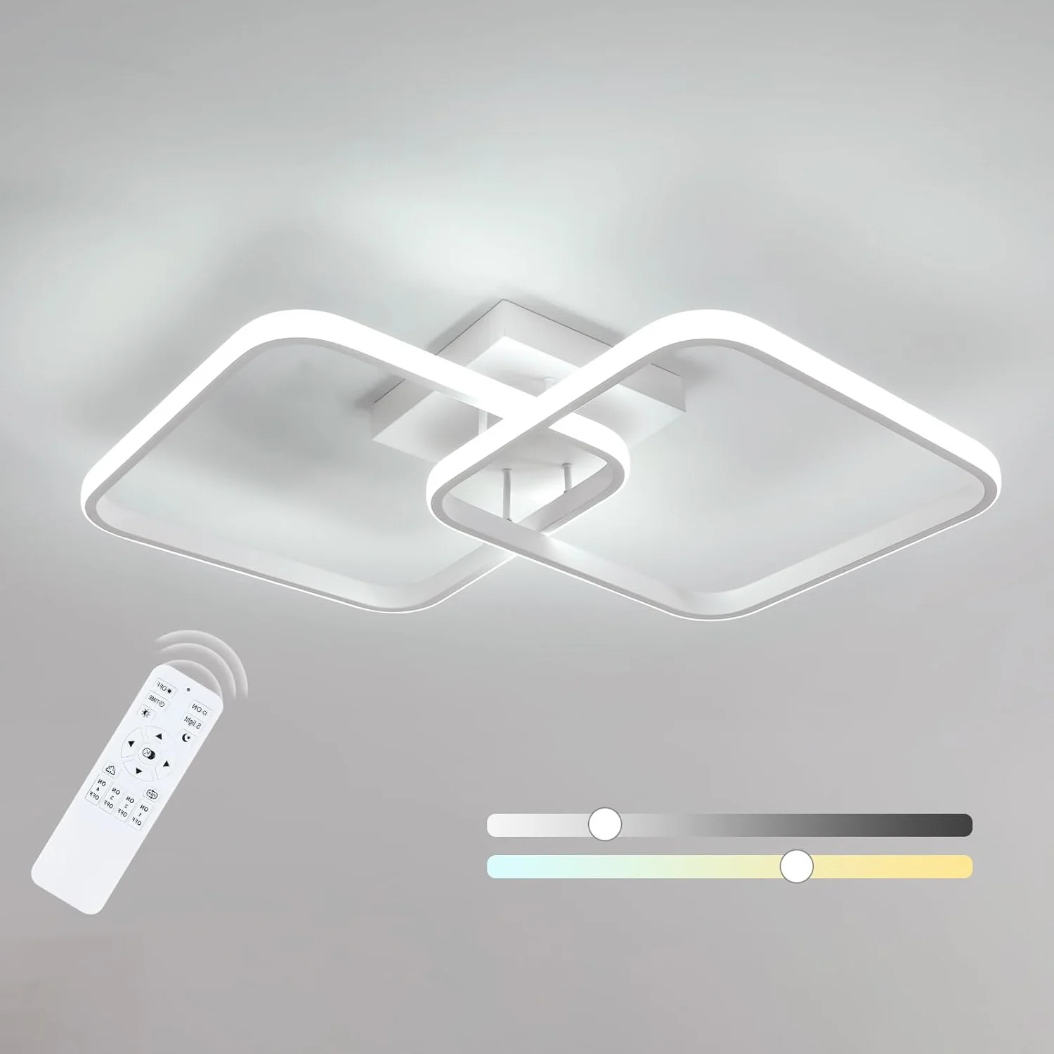 50W LED dimmbare Deckenleuchte, ferngesteuerte Deckenleuchte 3000K-6500K Moderne quadratische Deckenleuchte für Schlafzimmer Wohnzimmer