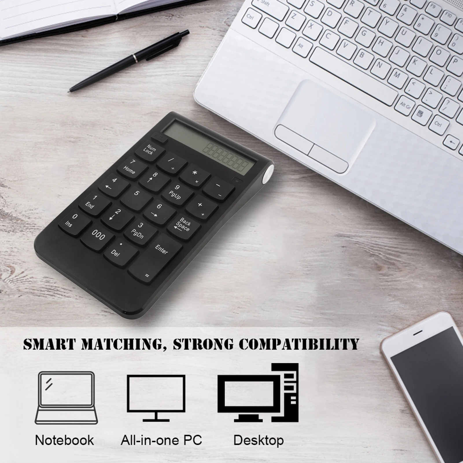 2,4 G kabellose Tastatur, 29 Tasten, Zahlentastatur mit LCD-Display, 29 Tasten, kabellose Tastatur, kabellose Tastatur, kabellose Nummerntastatur Image