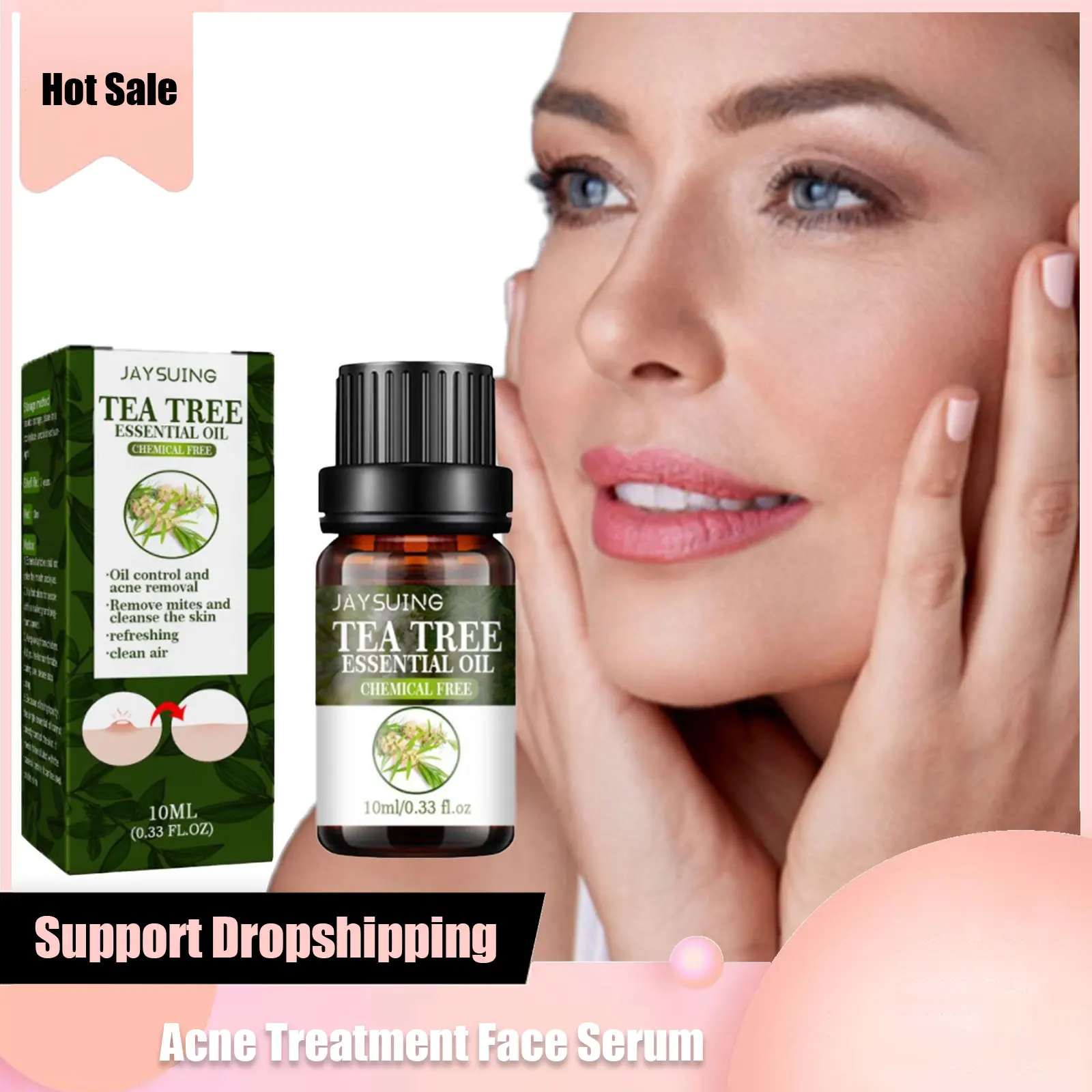 Akne-Behandlung Gesicht Serum Teebaumöl verblassen Akne-Markierungen Pickel flecken entfernung feuchtigkeit spendende straffende Reinigung Poren schrumpfende Essenz Image